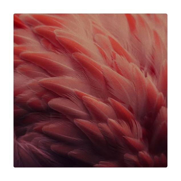 Kork-Teppich - Flamingofedern Close-up - Quadrat 1:1