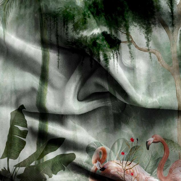 Vorhang blickdicht Flamingos im Dschungel