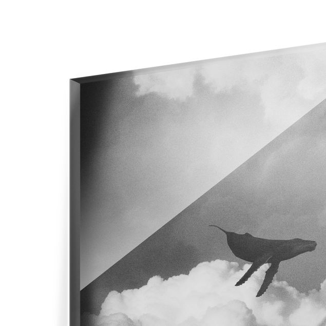 Glasbild - Fliegender Wal in den Wolken - Querformat 4:3