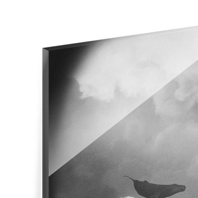 Glasbild - Fliegender Wal in den Wolken - Quadrat 1:1