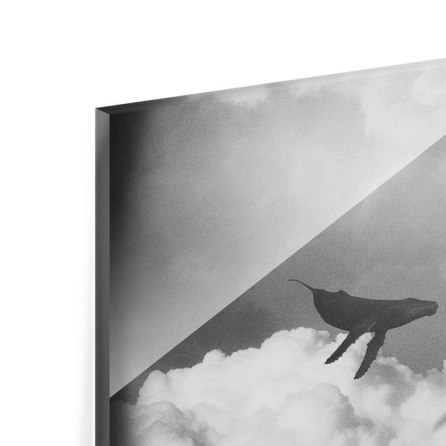 Glasbild - Fliegender Wal in den Wolken - Querformat 3:2