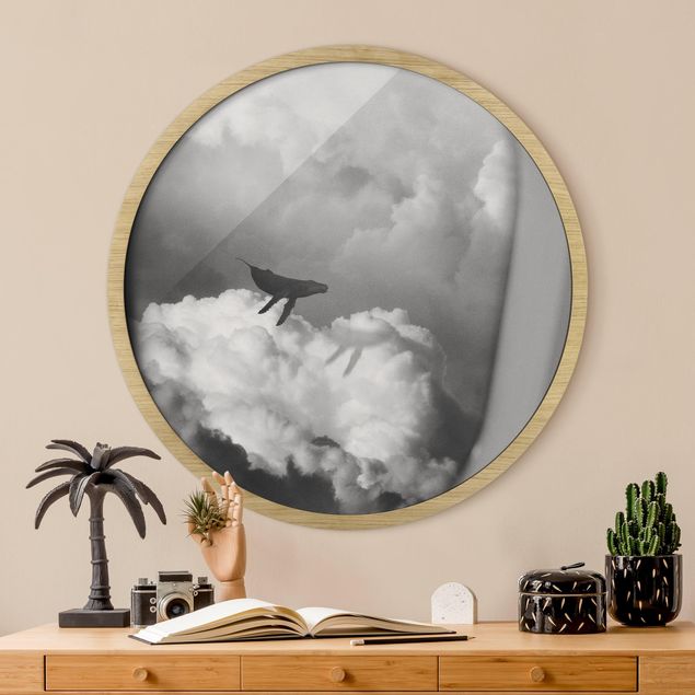 Moderne Bilder mit Rahmen Fliegender Wal in den Wolken