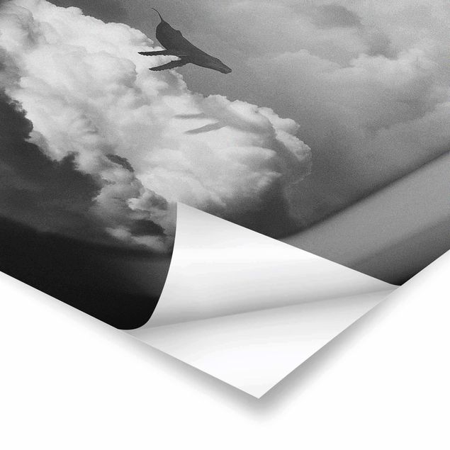 Poster Fliegender Wal in den Wolken