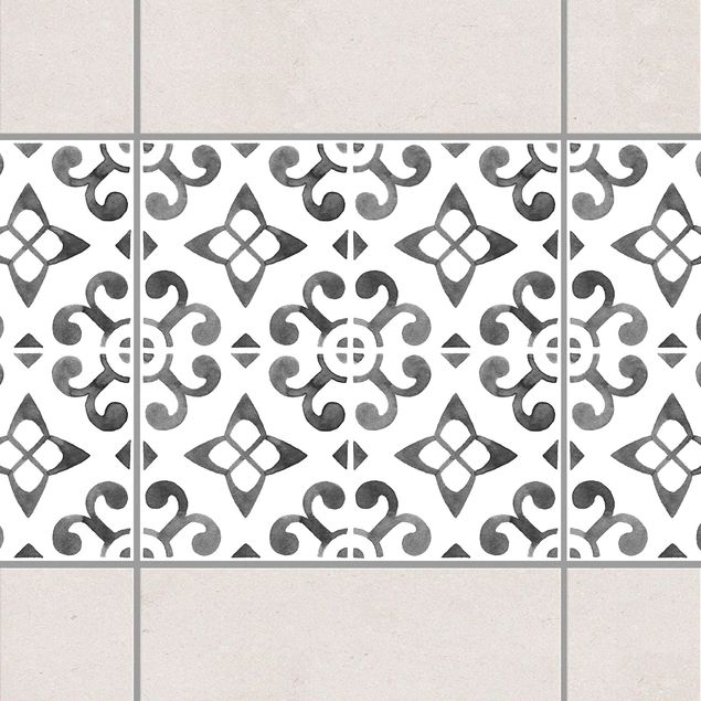 Fliesenfolie Ornamente Grau Weiß Muster Serie No.5