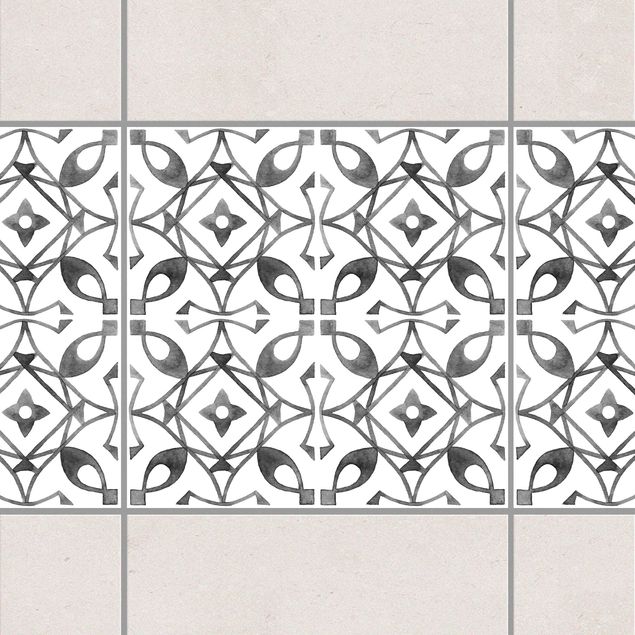 Fliesenaufkleber Ornamente Grau Weiß Muster Serie No.8