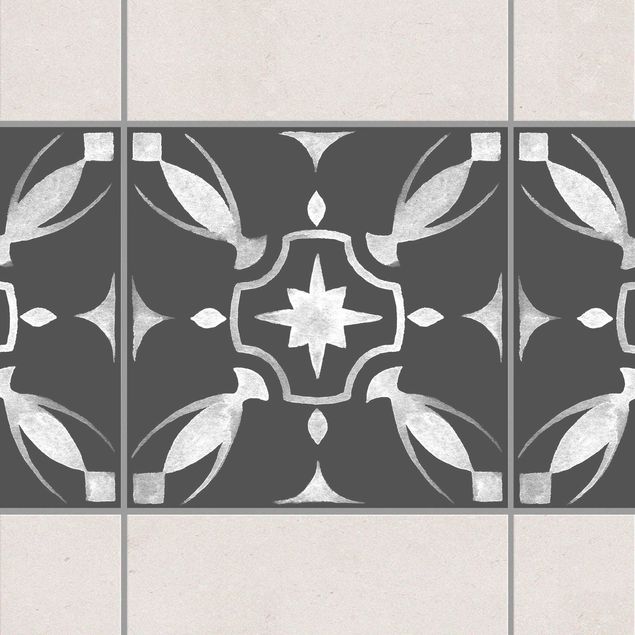 Fliesenfolie Ornamente Muster Dunkelgrau Weiß Serie No.01