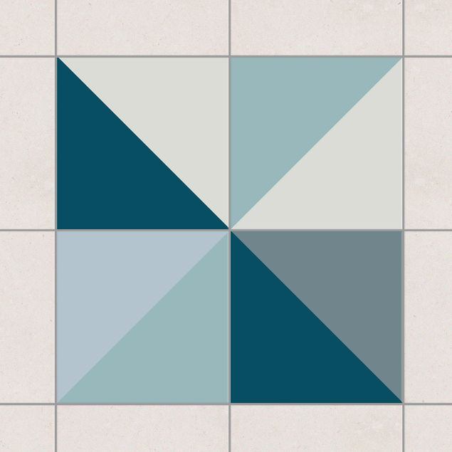 Fliesenfolie Muster Blaues Dreieck Muster Set