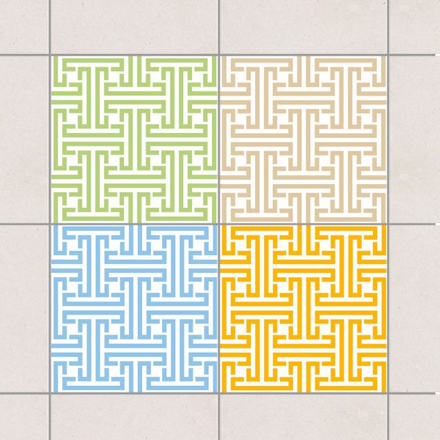 Selbstklebende Folie Fliesen Muster Dekoratives Labyrinth Farbset