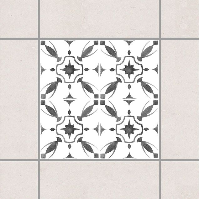Klebefliesen Retro Grau Weiß Muster Serie No.1