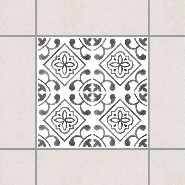 Fliesenfolie Vintage Grau Weiß Muster Serie No.2