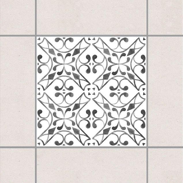Fliesenfolie Retro Grau Weiß Muster Serie No.3