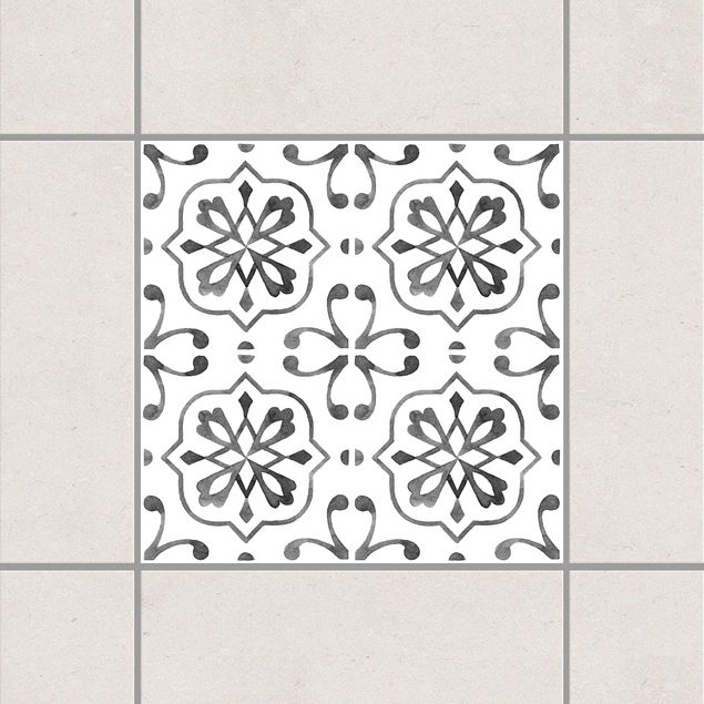 Klebefliesen Retro Grau Weiß Muster Serie No.4