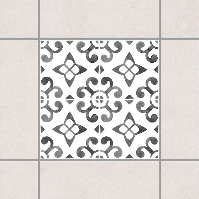 Klebefliesen Retro Grau Weiß Muster Serie No.5