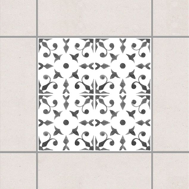Fliesenfolie Retro Grau Weiß Muster Serie No.6