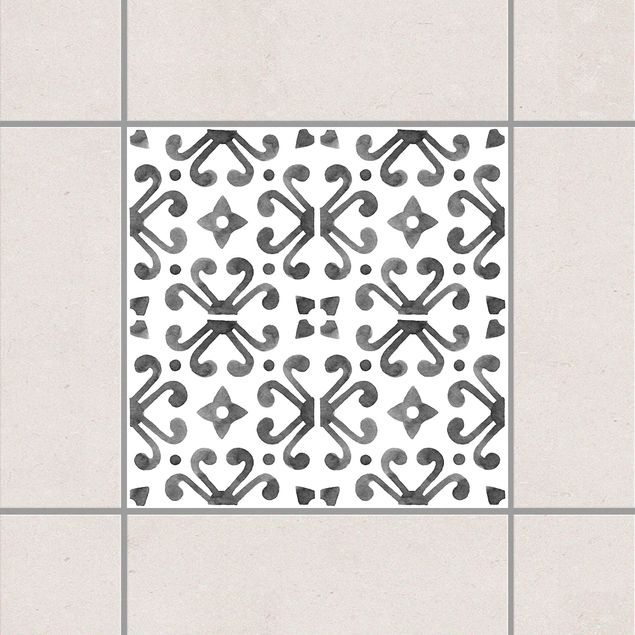 Klebefliesen Retro Grau Weiß Muster Serie No.7
