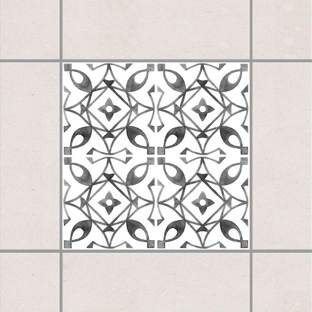Fliesenfolie Vintage Grau Weiß Muster Serie No.8