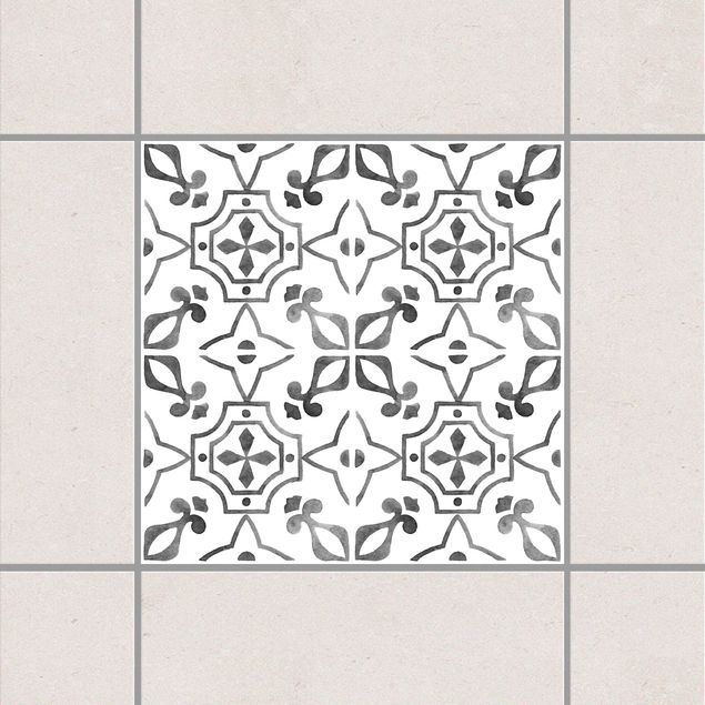 Fliesenfolie Vintage Grau Weiß Muster Serie No.9