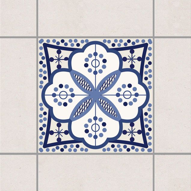 Fliesensticker Ornamente Mediterranes Fliesenornament Blau Weiss