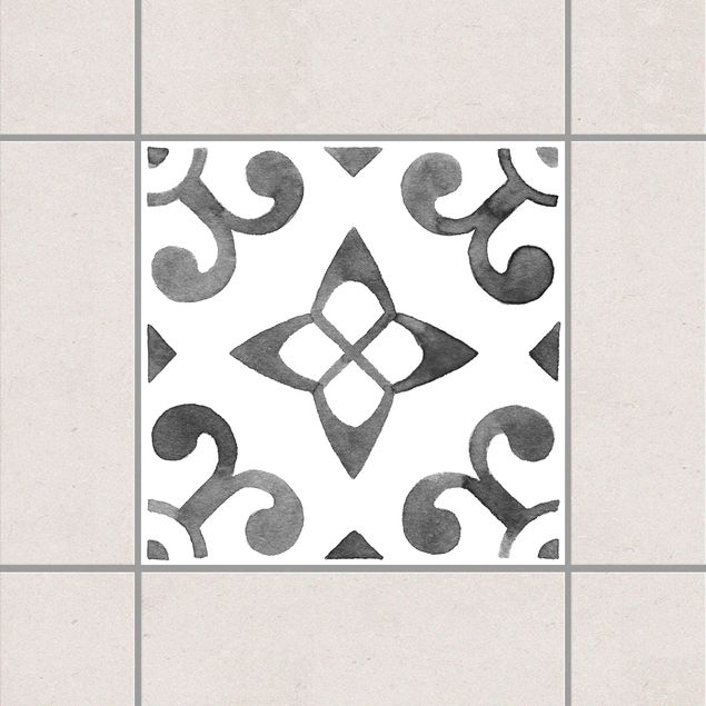 Klebefliesen Retro Muster Grau Weiß Serie No.5
