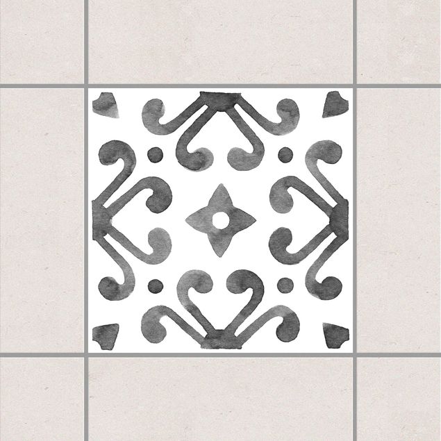 Klebefliesen Retro Muster Grau Weiß Serie No.7