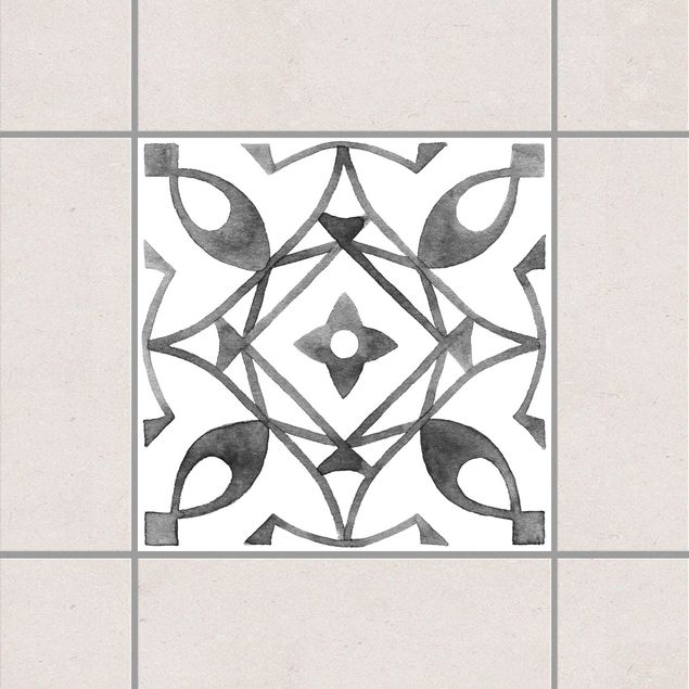 Klebefliesen Retro Muster Grau Weiß Serie No.8