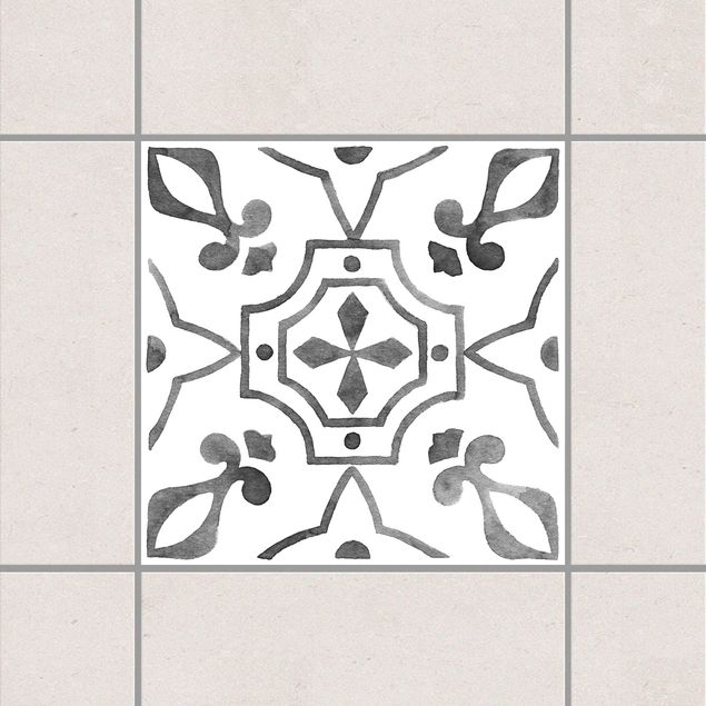 Klebefliesen Retro Muster Grau Weiß Serie No.9