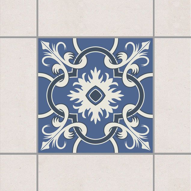 Fliesenfolie Ornamente Traditionelle spanische Keramikfliese Blau