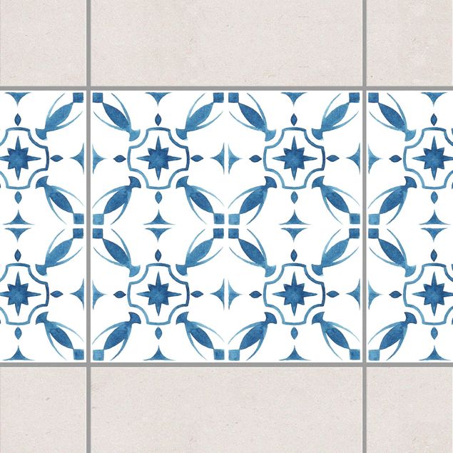 Fliesensticker Ornamente Blau Weiß Muster Serie No.1