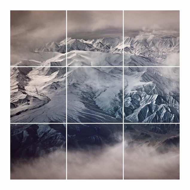 Fliesenbild - Berge von Tibet - Fliesensticker Set quadratisch