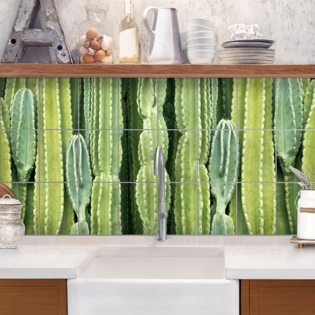 Fliesensticker Blumen Kaktus Wand