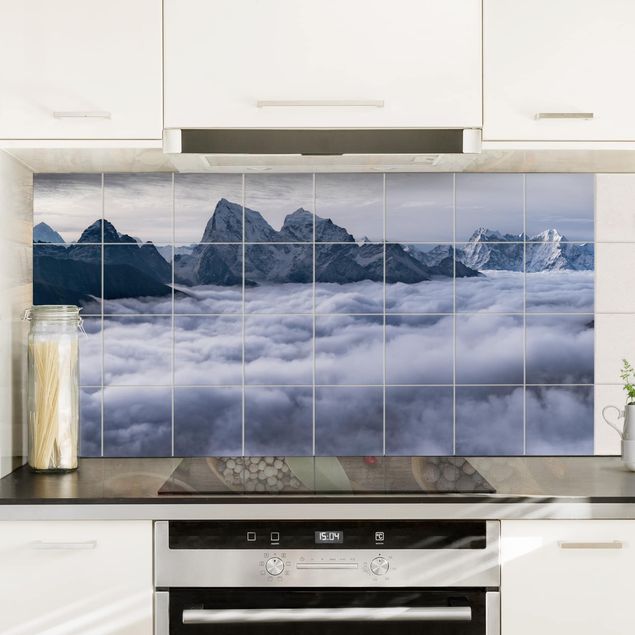Fliesenbild - Wolkenmeer im Himalaya - Fliesensticker Set Querformat