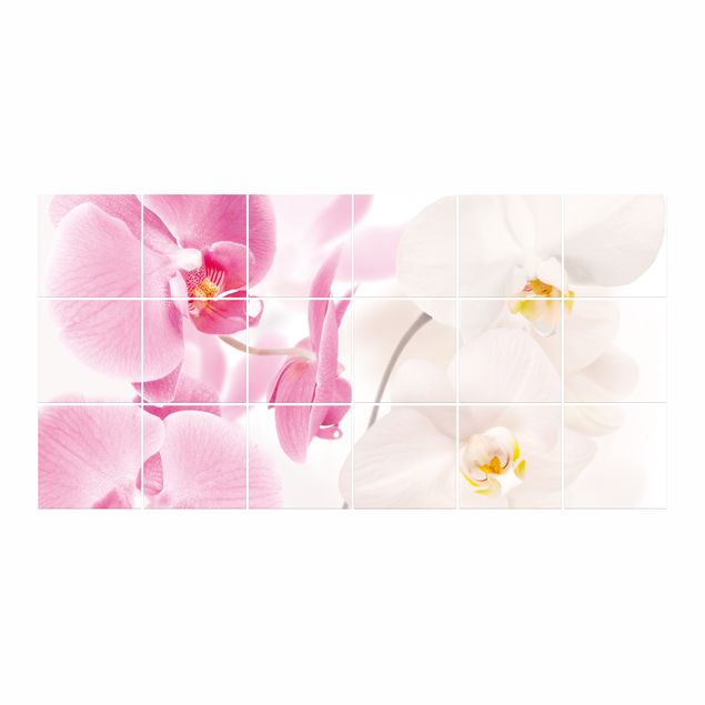 Fliesenaufkleber Fliesenbild Wanddurchbruch Aufkleber Wellness Orchidee Blumen 