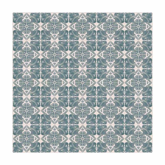 Kork-Teppich - Fliesenmuster Lissabon Taubenblau - Quadrat 1:1