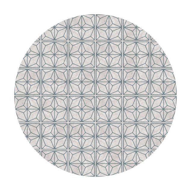 Vinyl-Bodenmatten Fliesenmuster Stern Geometrie graublau