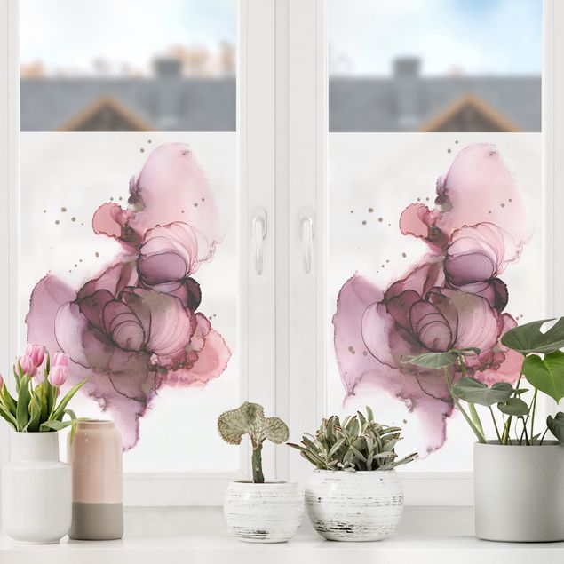 Fensterfolie - Sichtschutz - Fließende Reinheit in Violett - Fensterbilder
