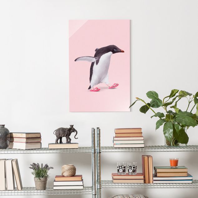 Glasbilder Tiere Flip-Flop Pinguin