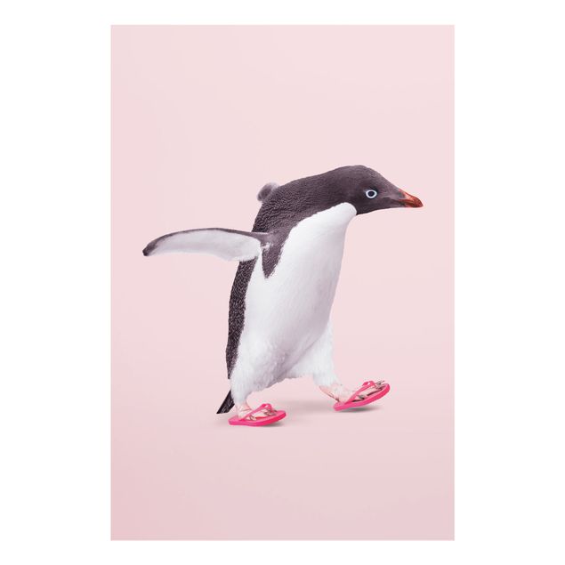 Glasbilder Flip-Flop Pinguin
