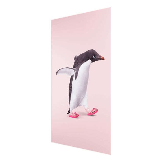 Glasbild - Flip-Flop Pinguin - Hochformat 2:3