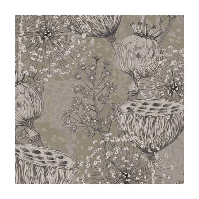 Kork-Teppich - Florale Eleganz Doldenblüte - Quadrat 1:1