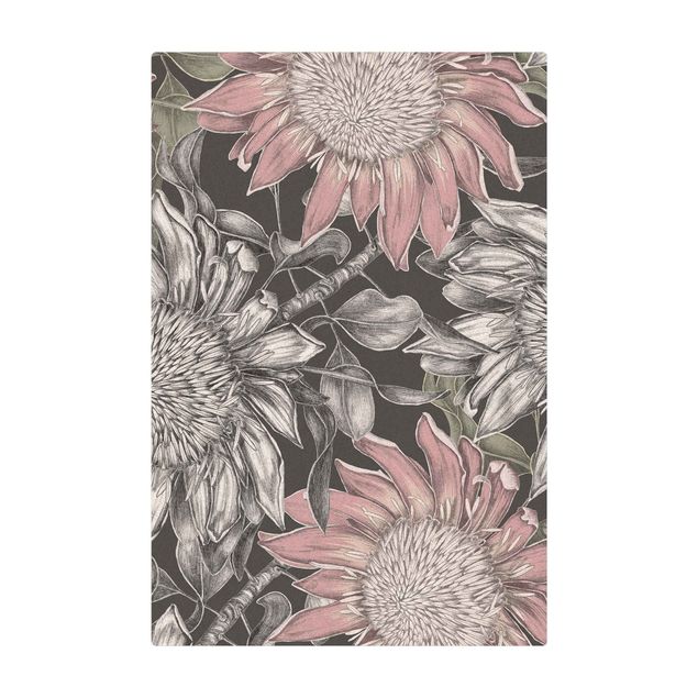 Kork-Teppich - Florale Eleganz Vintageblüten - Hochformat 2:3