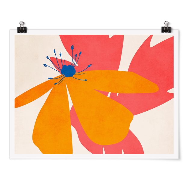 Kubistika Bilder Florale Schönheit Rosa und Orange