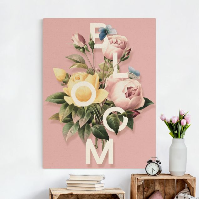 Blumenbilder auf Leinwand Florale Typografie - Bloom