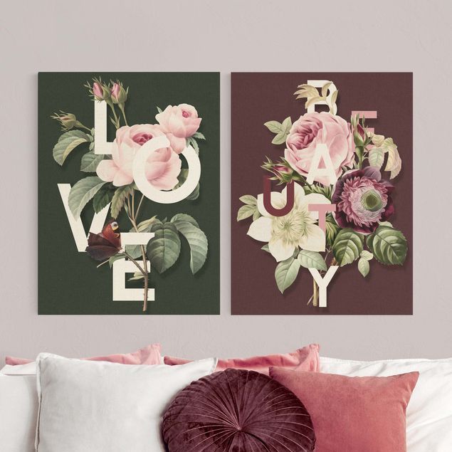 Wandbilder Florale Typografie - Love & Beauty