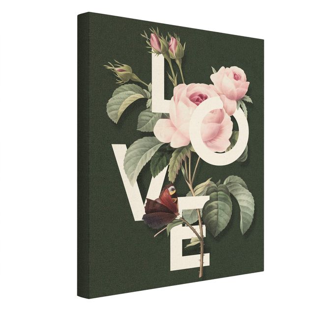 Leinwandbilder Florale Typografie - Love