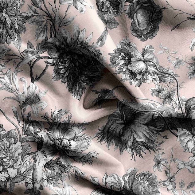 Vorhang blickdicht Floraler Kupferstich Graubeige