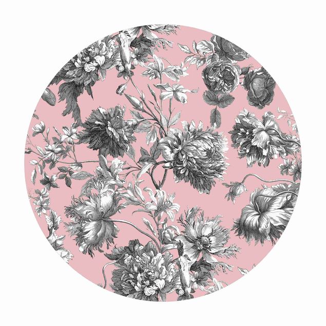 Vinyl-Matten Floraler Kupferstich Graurosa