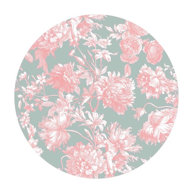 Vinyl-Bodenmatten Floraler Kupferstich Rosagrau