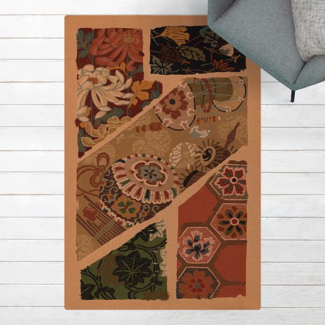 Moderner Teppich Florales Japanisches Textildesign