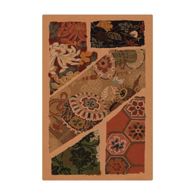 Kork-Teppich - Florales Japanisches Textildesign - Hochformat 2:3