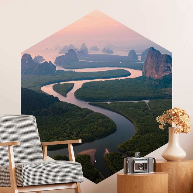Design Tapeten Flusslandschaft in Thailand